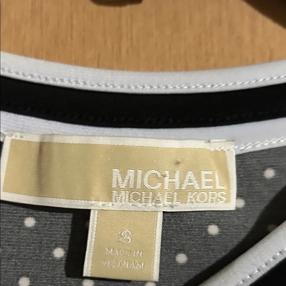 Michael Kors Vintage Elegant Black and White Polka Dot Dress